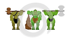 Ogre warrior Army set. Green goblin Strong. berserk Troll