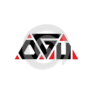 OGU triangle letter logo design with triangle shape. OGU triangle logo design monogram. OGU triangle vector logo template with red