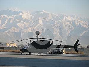 OH-58D at snowy Bagram Airbase