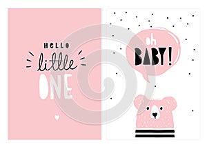 Oh Baby, Hello Little One. Hand Drawn Baby Shower Vector Illlustration Set photo