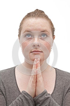 Oh God please!! Young woman praying