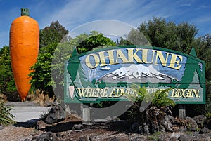 Ohakune Road Sign with Mount Ruapehu