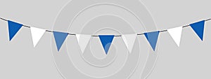 Ohi Day, Greek holiday, Greece bunting garland, string of blue and white triangular flags, pennants, retro style vector