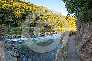 Ohinemuri river flowing in the Coramandel ranges near Karangahake