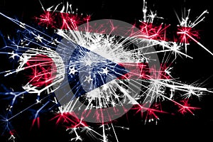 Ohio fireworks sparkling flag. New Year 2019 and Christmas party concept.