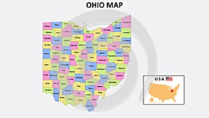 Ohio Map. District map of Ohio in District map of Ohio in color with capital