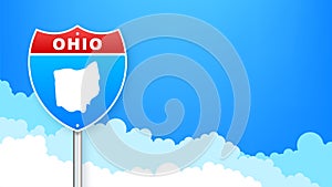 Ohio map on road sign. Welcome to State of Ohio. Vector illustration.