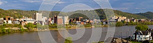 The Ohio River cuts Through Wheeling West Virginia and Bridgeport Ohio