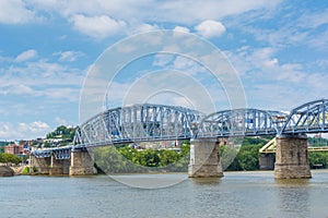 The Ohio River and Newport Southbank Bridge, seen from Newport, Kentucky photo