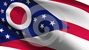 Ohio state flag in The United States of America, USA, blowing in the wind isolated. Official patriotic abstract design. 3D