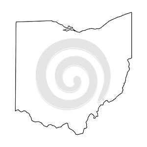 Ohio, state of USA - solid black outline map of country area. Simple flat vector illustration