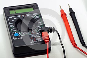 Ohmmeter on white isolated background, close-up