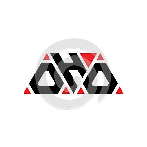 OHO triangle letter logo design with triangle shape. OHO triangle logo design monogram. OHO triangle vector logo template with red