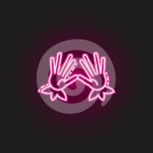 Ohr hand neon style icon. Simple thin line, outline  of judaism icons for ui and ux, website or mobile application photo