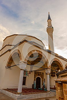 OHRID, NORTH MACEDONIA: Old Turkish Ali Pasha Mosque in the center of old Groda Ohrid, UNESCO. photo