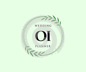 OI Initials letter Wedding monogram logos collection, hand drawn modern minimalistic and floral templates for Invitation cards,