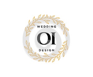 OI Initials letter Wedding monogram logos collection, hand drawn modern minimalistic and floral templates for Invitation cards,