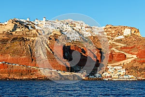 Oia and Ammoudi Beach in Santorini, Greece