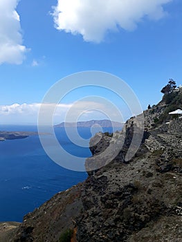 Oia outlook with village and sea