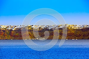 Oia panorama in Santorini island in Greece