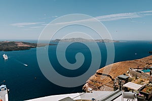 Oia Santorini Greece famous with romantic and beautiful sunsets. Oia village in Santorini island. Greece.