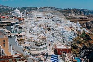 Oia Santorini Greece famous with romantic and beautiful sunsets. Oia village in Santorini island.Greece.