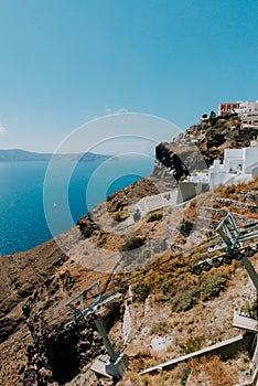 Oia Santorini Greece famous with romantic and beautiful sunsets. Oia village in Santorini island.Greece.