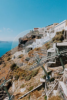 Oia Santorini Greece famous with romantic and beautiful sunsets. Oia village in Santorini island.Greece.