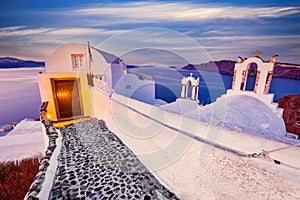 Oia, Santorini - Greek Islands sunrise with traditional church