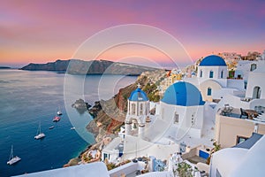 Oia town cityscape at Santorini island in Greece