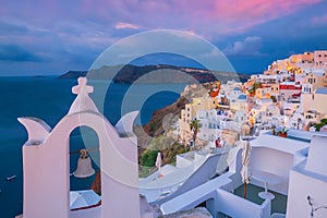 Oia town cityscape at Santorini island in Greece