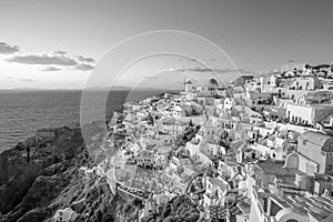 Oia town cityscape at Santorini island in Greece