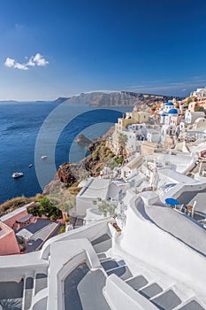 Oia village churches on Santorini island in Greece