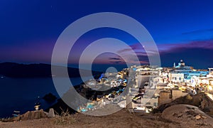 Oia village by night - Aegean sea - Santorini island - Greece