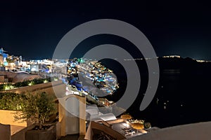 Oia village by night - Aegean sea - Santorini island - Greece