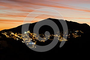 Oia village at the Santorini Island at sunset