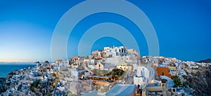 Oia village at the Santorini Island at sunset