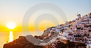 Oia village sunset on Santorini island