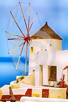 Oia windmill in Santorini island, Greece