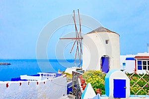 Oia windmill in Santorini island in Greece