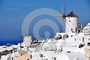 Oia Windmills on Santorini Island. Greece