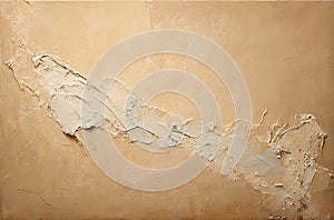 Oil and acrylic painted textured wall. Abstract beige color brushstroke texture background. AI generated