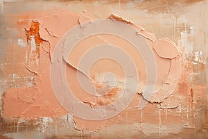 Oil and acrylic painted textured wall. Abstract peach color brushstroke texture background. AI generated