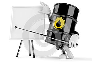 Oil barrel character with blank whiteboard