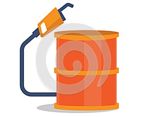 Oil barrel with gas pump vector illustration.