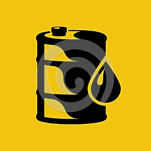 Oil barrel. Oil icon. Black silhouette fuel tank. Vector illustration flat design.