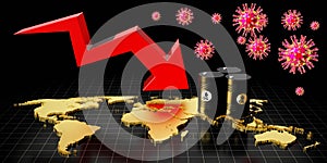 Oil barrel price crash - 3D illustration