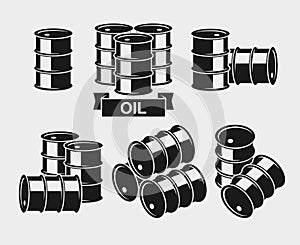 Oil barrel set. Vector photo