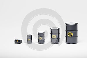 Oil barrels different size.3d illustration