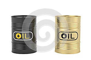 Oil barrels isolated on black background. 3D illustration